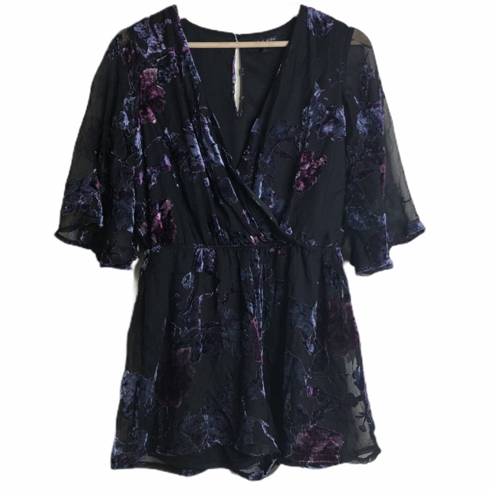 As U Wish Velvet Burnout Floral Romper